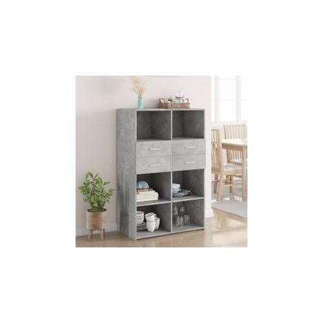 Buffet haut gris béton 80x42,5x124 bois d'ingénierie (1/5)