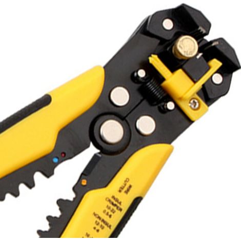 Pince à dénuder et sertir automatique multifonction acier plastique pour atelier maison jaune
