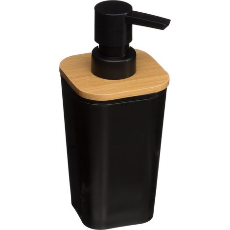 5Five Simply Smart – Distributeur de savon noir en polystyrène et bambou – Dimensions L 7,5 cm x P 7,3 cm x H 17,5 cm – Capacité 200 ml (1/5)