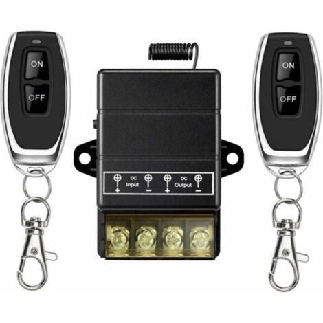 Commutateur de télécommande,relais à relais DC 12V / 24V / 48V / 72V / 30A pour les alarmes anti-vol, porte à enrouleur de systèmes de sé (Remote Switch Black)