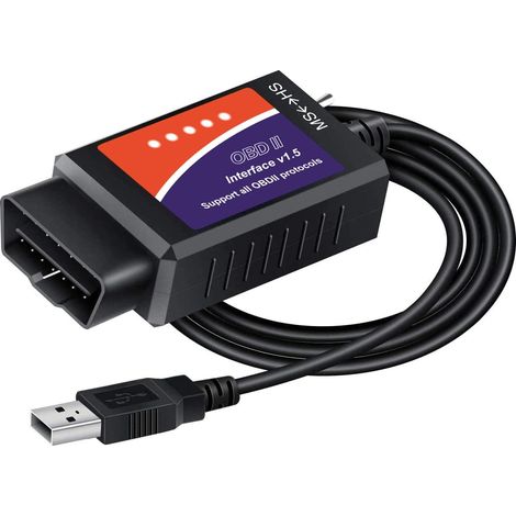 Adaptateur USB ELM327 et Scanner OBD2 pour Windows — Outil de diagnostic ELMconfig / FoCCCus avec commutateur MS-CAN/HS-CAN, compatible avec les véhicules des séries Ford, Lincoln, Mazda et Mercury. (1/5)