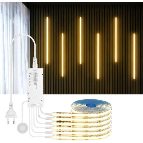 6 rouleau 1M Blanc chaud COB bande LED Kit, 12V LED Strip Light avec Hide Touch et Hand Sweep Dimmer Switch Kit pour Cabinet Acoustic Panel Home Decoration Lighting