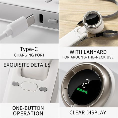 Ventilateur de cou pliable ivoire turbo portable sans pales USB rechargeable ventilateur sport voyage extérieur été léger (1/5)
