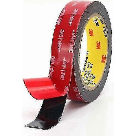 Ruban adhésif double face extra fort 3M, adhésif de montage haute résistance compatible avec une utilisation intérieure et extérieure, imperméable, résistant à la chaleur (25 mm x 3 m) (1/5)