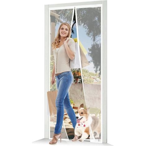 Moustiquaire porte fenêtre magnétique 90x210 cm – Fil de nylon résistant aux déchirures – Fermeture automatique par grands aimants – Installation facile (1/5)