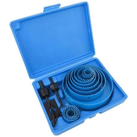 Kit 17 scies cloches bimétalliques - 19-127mm - Acier carbone - Pour bois et placoplâtre - Boîte rangement incluse (1/4)