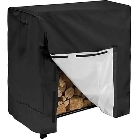 Housse de protection pour bûches de bois de chauffage, bâche imperméable et résistante en tissu Oxford pour cadre en bois (carré, 123 x 65 x 110 cm) (1/2)