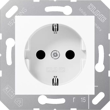 Jung SCHUKO®-Steckdose, 16 A 250 V , SAFETY+, Thermoplast, 50 x 50 mm, alpinweiß CD 5120 BFKI WW (1/2)