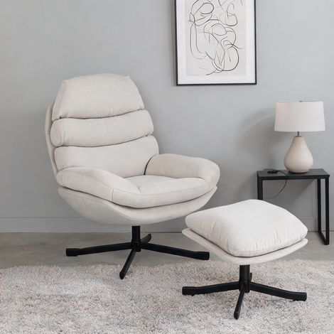 Fauteuil relax coloris cream blanc en polyester 93 x 78 x 100 cm (1/5)
