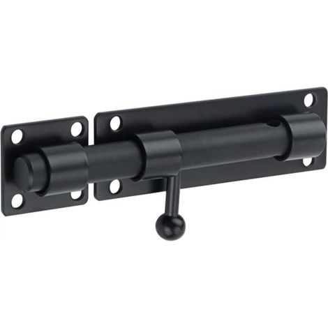 Exterior door latch, sliding door lock, cylinder lock with padlock hole, matte black stainless steel finish (padlock not included) (1/4)