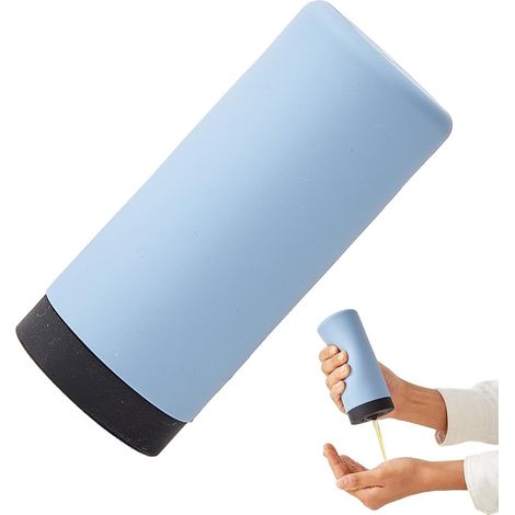 Seifenpresse, Handseifenspender, tropffreier Spülmittelspender, ausdrückbar, nachfüllbar (blau) (1/5)
