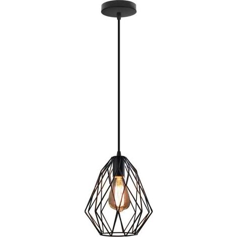U-do Suspension Luminaire en Métal Lustre Pendantif Industrielle Forme Diamant E27 Noir (1/4)