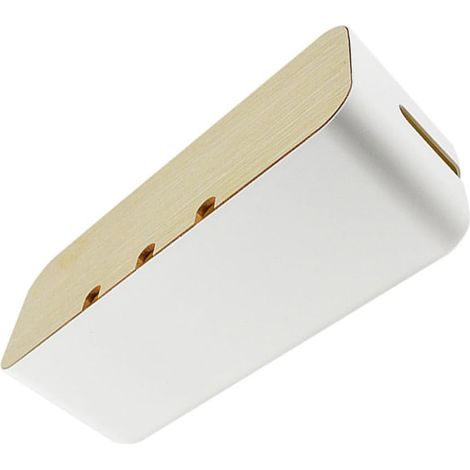 Boîtier de Câble de Chargement Blanc en Bois Caoutchouc et Abs Grosse Ouverture, Dissipation Thermique, Rangement Soigné pour Bureau et Maison (1/5)