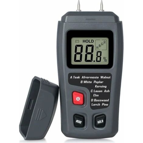 Testeur d'humidité du bois portable testeur d'humidité LCD pour détecteur d'humidité du bois pour la mesure de l'humidité du papier de bois de chauffage (1/4)