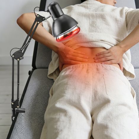 YISSALE – Lampe infrarouge 150 W, lampe de lumière rouge, lampe chauffante avec molette, rotation 360° et rabattement possible pour thérapie et soulagement des douleurs musculaires, noir (1/5)