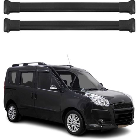 OMAC Aluminium Dachträger Querträger für Fiat Doblo II 2010-2021 – TÜV / DIN 75302:2019 – Max. 75 kg – 2 Stangen Schwarz (1/5)