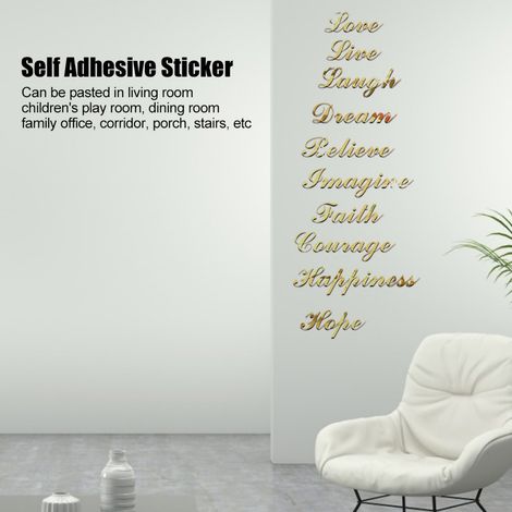 Autocollant mural miroir acrylique doré pour décoration d'escalier et salon (1/5)