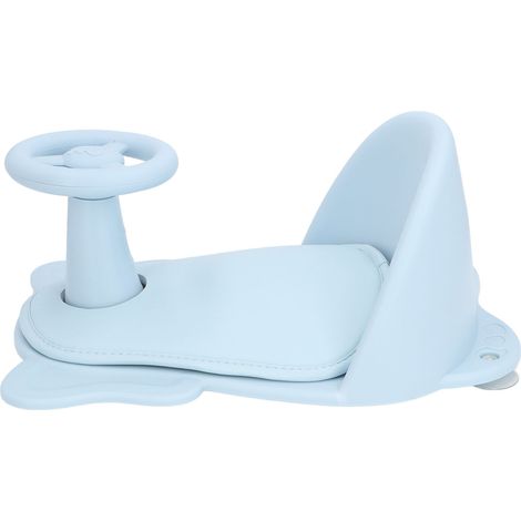 Siège de baignoire pour bébé avec fond réglable, chaise de bain pour tout-petit, tabouret de douche pour nourrisson avec coussin antidérapant et support de rangement bleu (1/5)