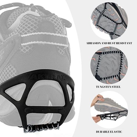 4 pièces de Crampons antidérapants avec Spirales en Acier galvanisé, Crampons pour Neige et Glace pour Hommes et Femmes, Grips de Glace-Neige, Pointes de Chaussures pour randonnée, pêche