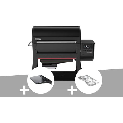 Barbecue à pellets Searwood XL 600 + Plan de travail + Kit de fumage - Weber