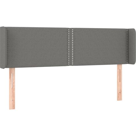 Testiera accessorio letto mobile camera da letto con bordo laterale 147 x 16 x 78/88 cm tessuto grigio scuro TDL0205017