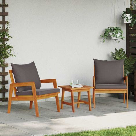 Gartenstuhl mit Kissen 2 pcs Öl-Natur Massivholz Akazie
