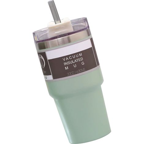 Gobelet isotherme de voiture en acier inoxydable de grande capacité (600 ml) avec paille, pour boissons chaudes et froides. (1/5)