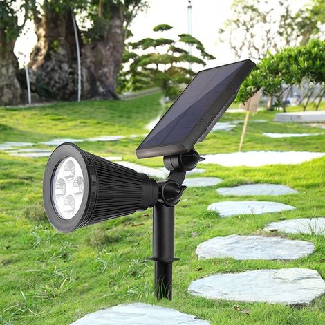 Zoternen 4 faretti solari a LED, luce solare per esterni, per giardino, cortile, vialetto, lampada da giardino, pannello solare (bianco caldo, 2 W)