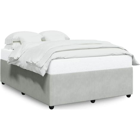 Lit double  Lit adulte  Cadre de lit sans matelas gris clair 140x190 cm velours (1/5)