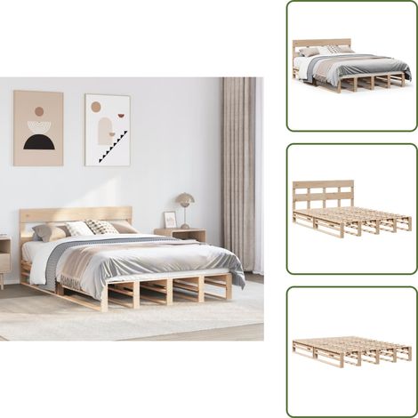 Cadre de lit sans matelas 160x200 cm bois massif de pin - Cadre De Lit - Cadres De Lit - Lit - Lit Double (1/5)