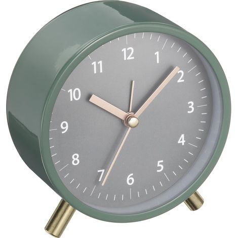 Réveil avec rétroéclairage, horloge de chevet analogique silencieuse de 4,5 pouces avec chiffres arabes,Vert (1/5)