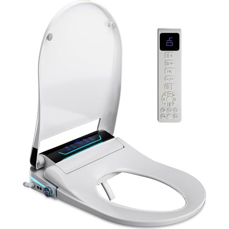 Siège de Toilette Chauffant, Siège de Toilette Bidet avec Buse, Abattant WC avec Couvercle Automatique et Aromathérapie, Lunette WC avec Eau Chaude, Sèche-cheveux et Veilleuse (1/5)