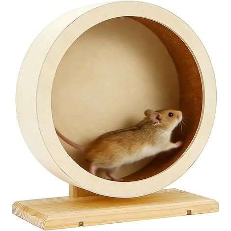 Roue d'exercice en Bois pour Hamster, Ø 21 cm, avec Surface de Course en liège fermée. Accessoire pour Petits Animaux : Roue d'exercice silencieuse