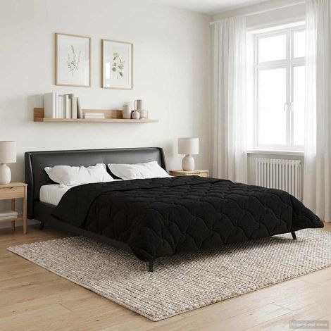 Ganzjahresbettdecke Gepolstert Schwarz 240 x 260 cm