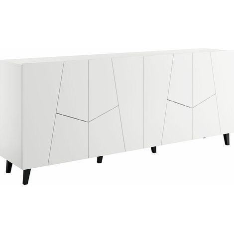 Aparador Charlotte 180, Blanco + Negro, 83x201cm, Número de puertas: 442cm, MDF, Aglomerado laminado