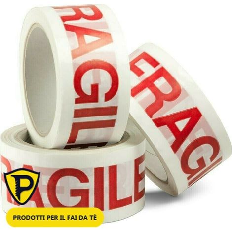 Nastro adesivo per imballaggio SCOTCH PACCHI 24 pz color BIANCO con scritta FRAGILE