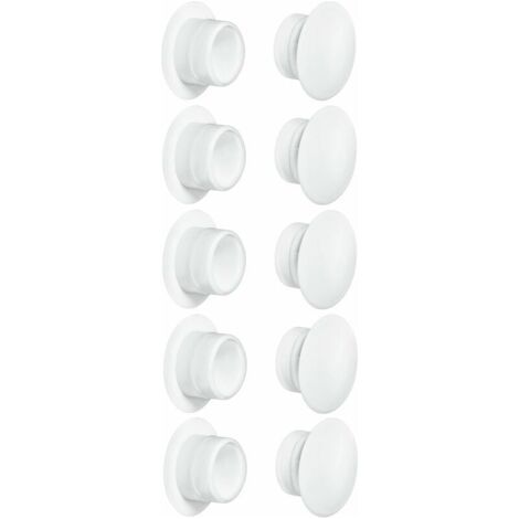 Lot de 10 bouchons blancs en plastique diamètre 12mm Cache vis pour meubles Protection esthétique des trous de vis (1/2)