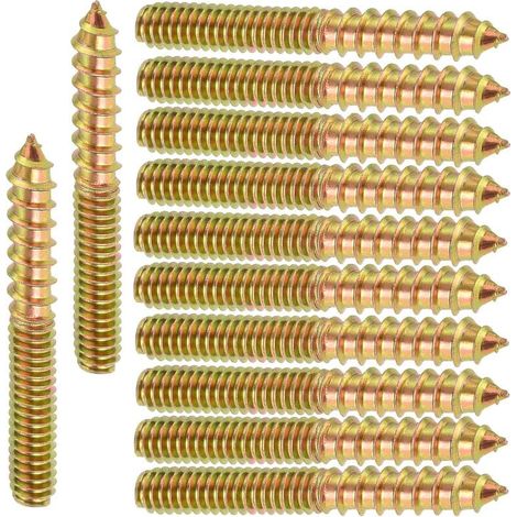 Packing with 12 double windings Schrauben, Verbindungsstücke für Holzmöbel, selbstschneidende doppelgewindete Schrauben, Schaftbolzen, Dübel, doppelgewindete Holzschrauben zur Befestigung von Holzmöbe (1/5)