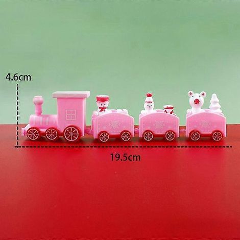 Décorations de Noël en plastique : train, Père Noël, cadeaux pour la fête des enfants, jouets, accessoires, idées de décoration pour la table familiale (rose). (1/5)