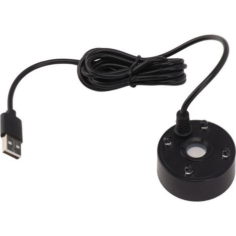 Fontaine brumisatrice USB avec lumières LED colorées 5V et atomiseur à ultrasons pour bassin, rocaille, aquarium et évier (noir) (1/5)