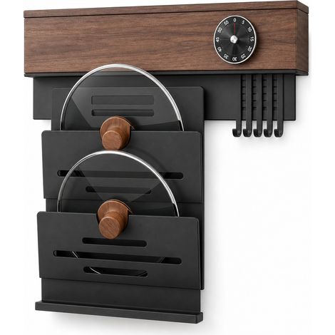 Mensola da Cucina da Parete in Noce senza Foratura 36 cm (1/5)