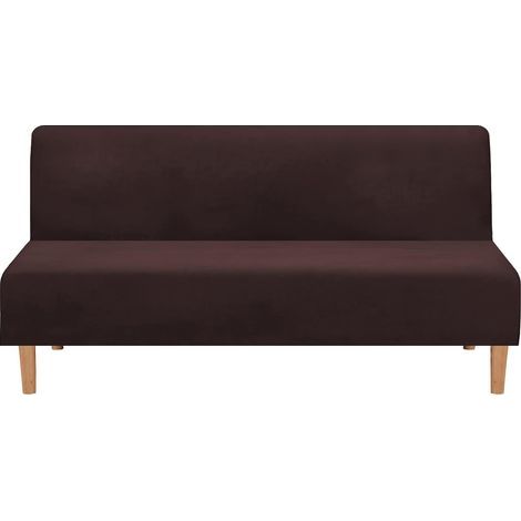 Funda para sofá cama convertible sin brazos, terciopelo elástico, grueso, suave y cómodo (terciopelo marrón grueso). (1/5)