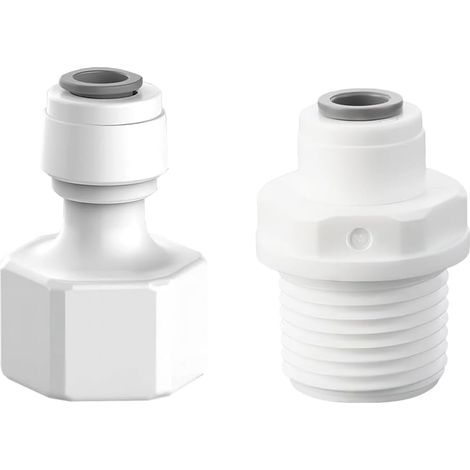 Lot de 2 raccords rapides RO, droits, vers filetage extérieur 1/2" femelle/mâle - Raccord rapide pour filtre à eau osmose inverse (1/5)