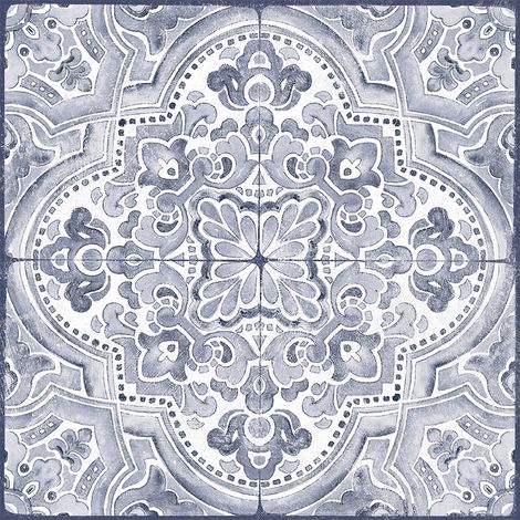 JSSEVN - Peel and stick navy blue vinyl tile roll - Waterproof laminate floor tiles - 30 x 30 cm, 10 pieces per roll (1/5)