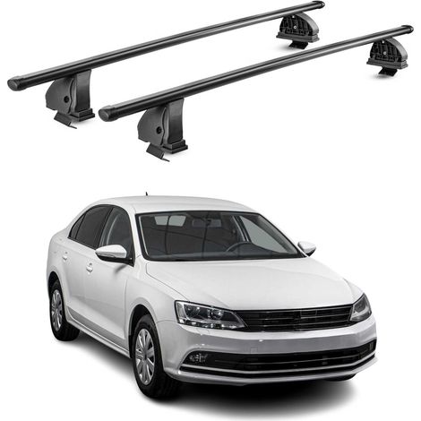 OMAC Stahl Dachträger Querträger VW Jetta VI 2010-2018 – TÜV / DIN 75302:2019 – Abschließbar – Max. 75 kg – 2 Stangen – Schwarz (1/5)