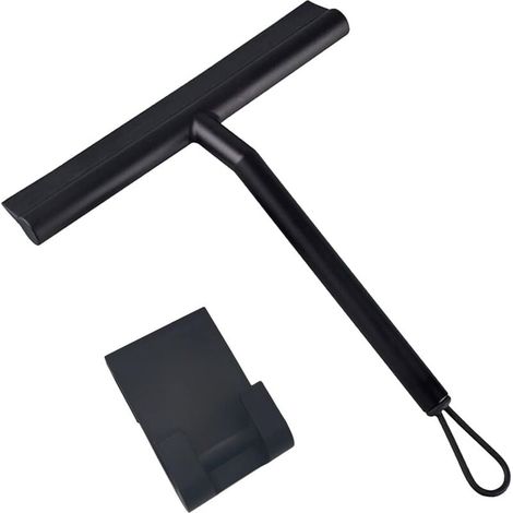 Raclette de Douche pour Porte en Verre avec Support Silicone et Crochet Acier Inoxydable Nettoyage Salle de Bain (1/4)