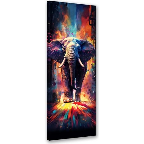 Tableau sur toile Éléphant coloré 30x90 (1/5)