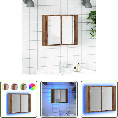 vidaXL Holzwerkstoff - LED-Spiegelschrank Altholz-Optik 60x12x45 cm Holzwerkstoff (1/5)