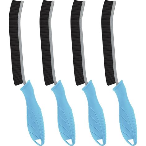 4 Pièces Brosse Nettoyage Salle de Bain - Brosse à Joint Carrelage Poil Dur pour Cuisine et Fenêtre Éviers Toilettes WC Baignoire Carrelage Sol (4, Bleu Clair) (1/5)