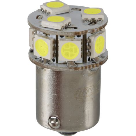 24V Led series - 10 SMD x 1 chip - (P21W) - BA15s - 20 pz  - Busta - Bianco - Doppia polarità - Resistenza incorporata (1/2)